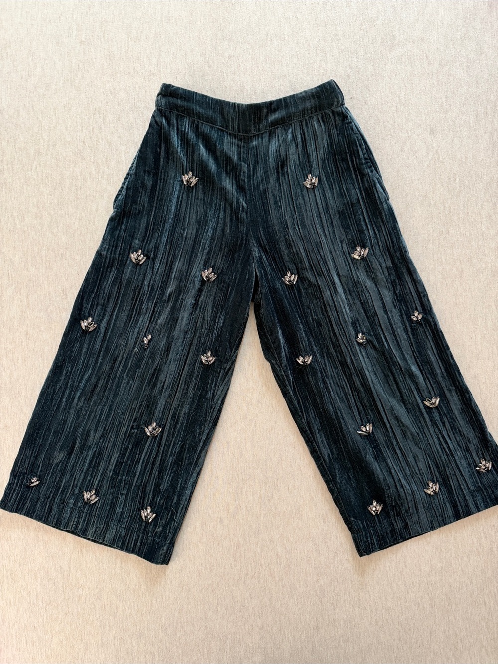 Zara Girls Embellished Wide-Leg Pants